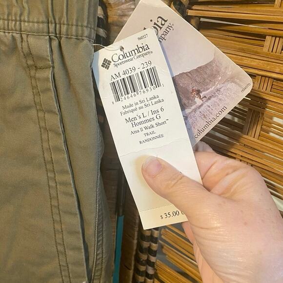 Columbia Men's Olive Green atsa II walk Shorts 6 inch inseam large trail NWT - Picture 4 of 7